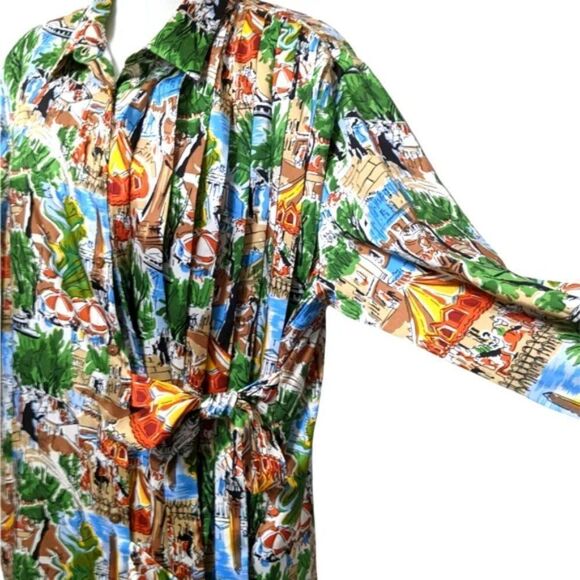 ZARA Paris Crepe de Chine Pleated Shirt Wrap Dress L - Picture 5 of 10